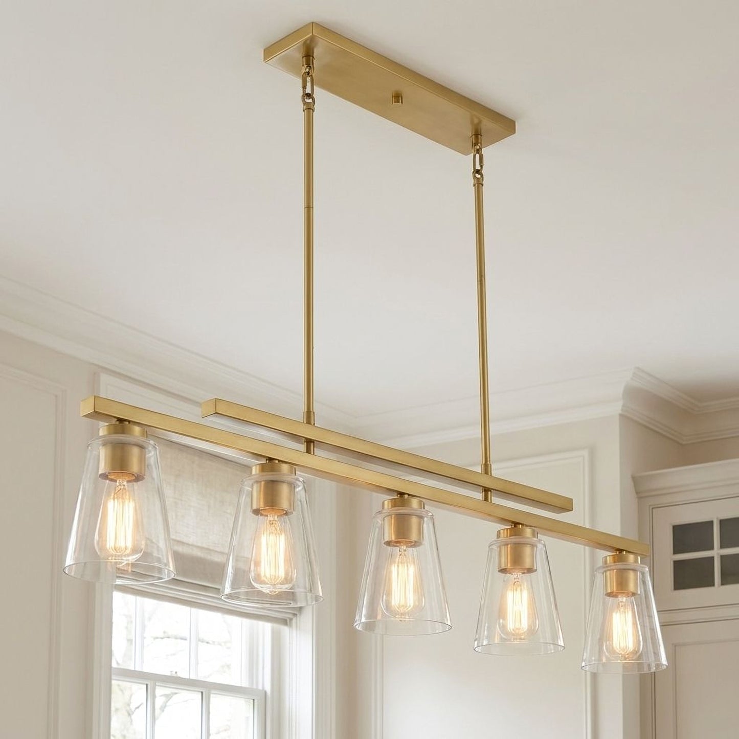 Calhoun 5-Light Linear Chandelier in Matte Black