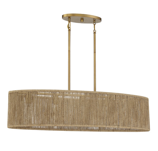 Ashe 5-Light Oval Chandelier in Warm Brass and Rope