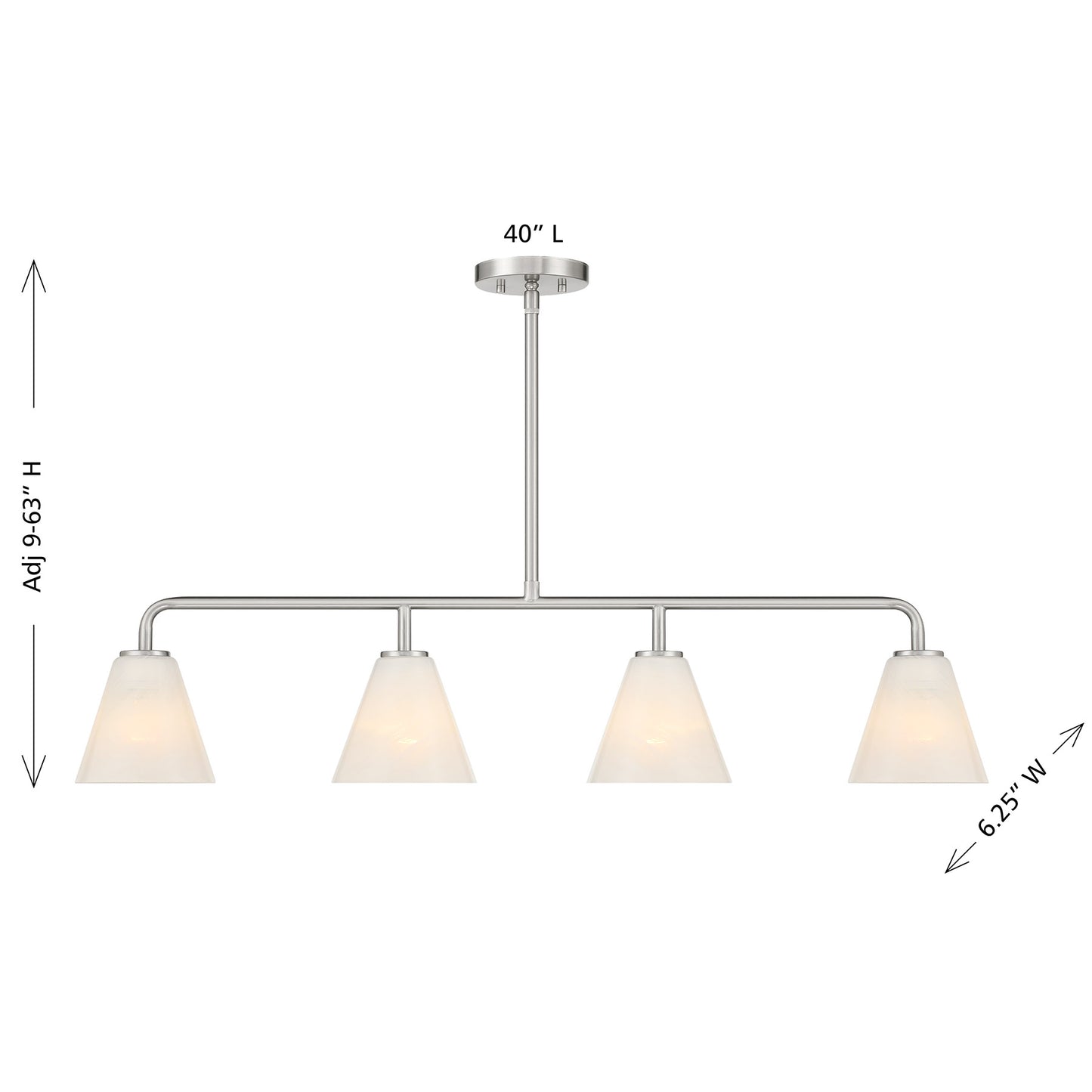 Blair 4-Light Linear Chandelier in Warm Brass
