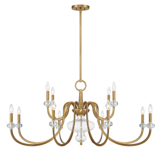 Bergdorf 12-Light Chandelier in Warm Brass