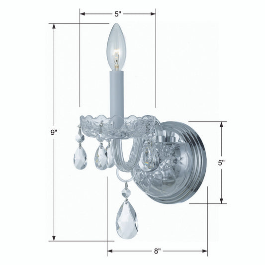Crystorama Traditional 1 Light Crystal Wall Sconce Polished Chrome