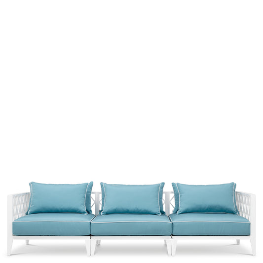 Eichholtz Ocean Club Outdoor Sofa, Large, White, Sunbrella Mineral Blue (112743)