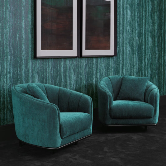 Eichholtz Agostino Chair, Pavilion Sea Green, Black Base (116740)