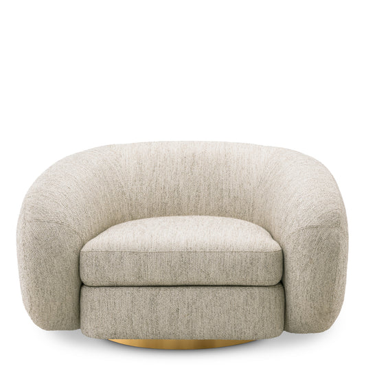 Eichholtz Cosenza Swivel Chair, Splendor Light Grey, Brushed Brass Swivel Base (A118226)