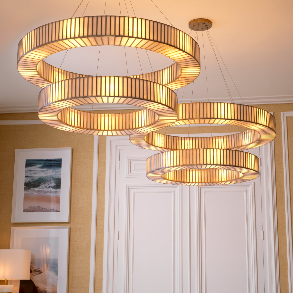 Eichholtz Monari Chandelier, Antique Brass, Handmade Glass (118248UL)