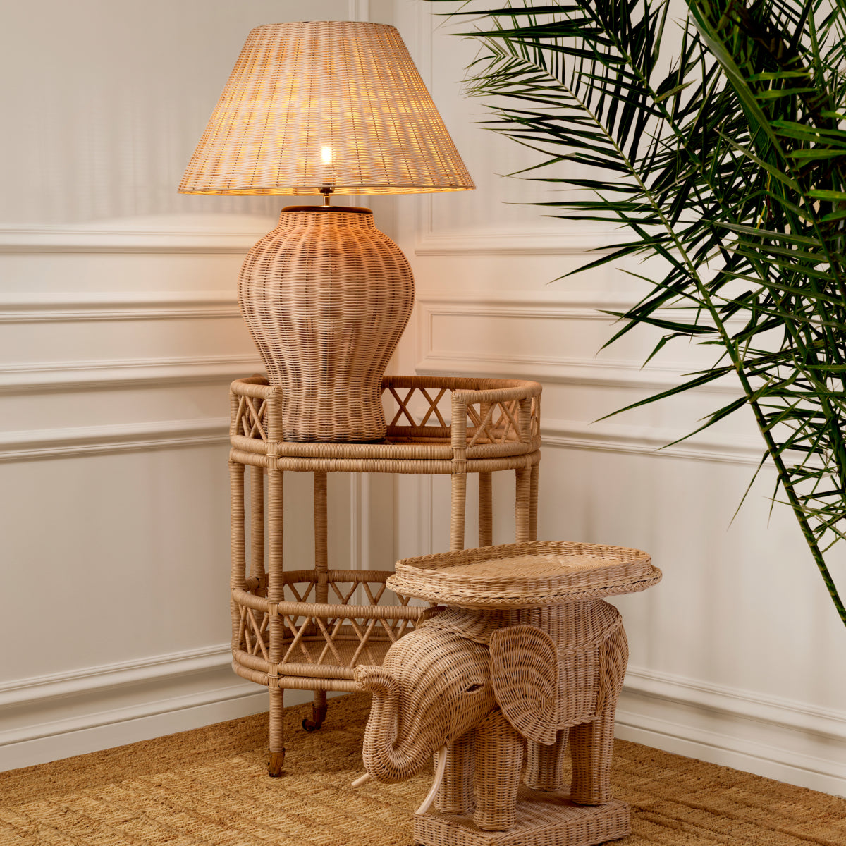 Eichholtz Elephant Side Table, Natural Rattan (118273)