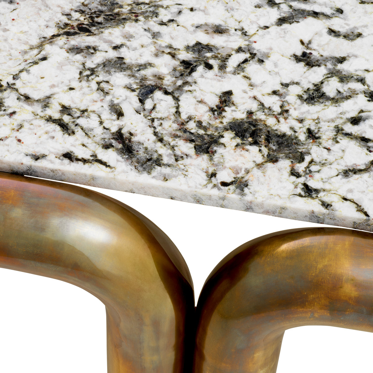 Eichholtz Sunwood Coffee Table, Vintage Brass, White Marble Top (118307)