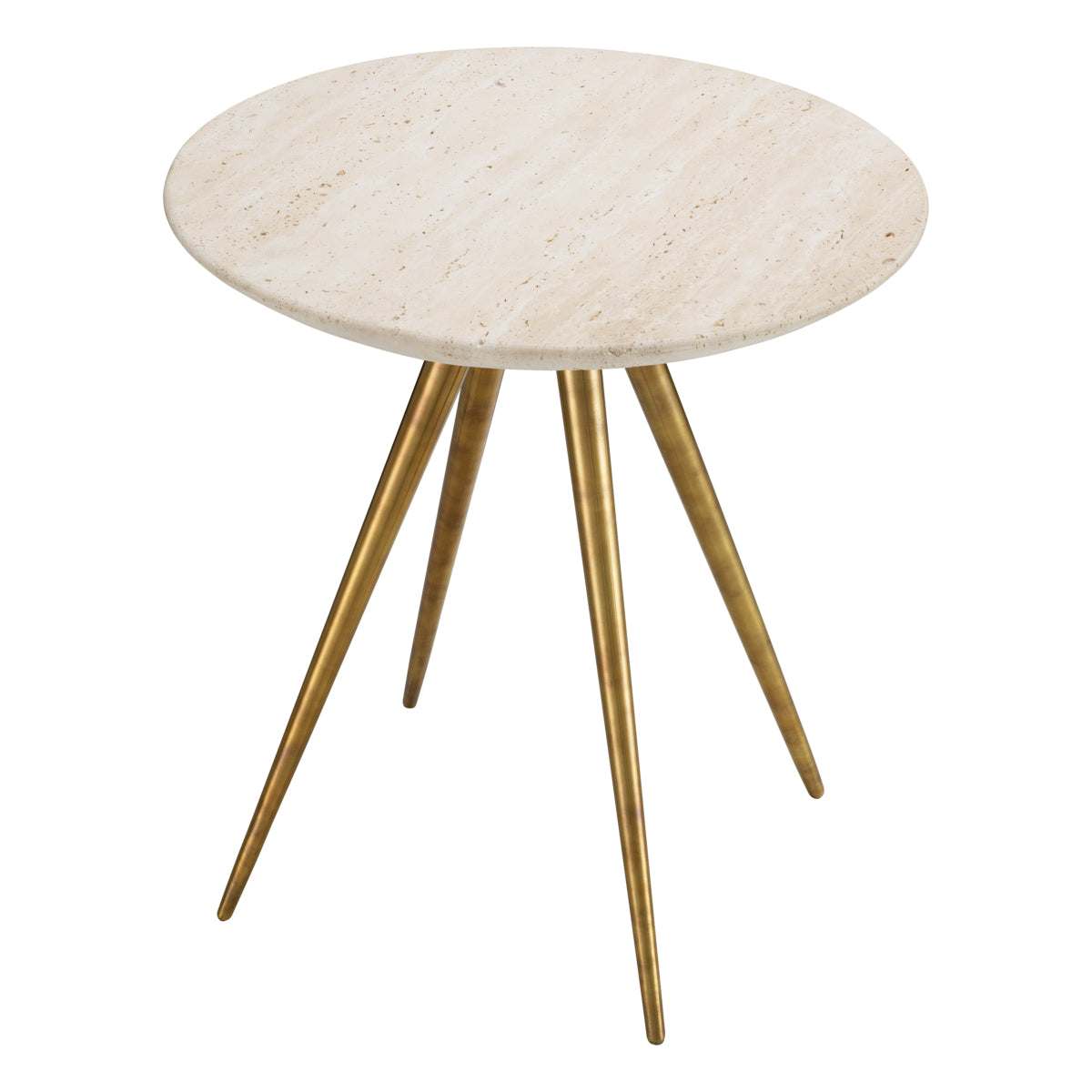 Eichholtz Ranco Side Table, Vintage Brass, Travertine Top (118473)