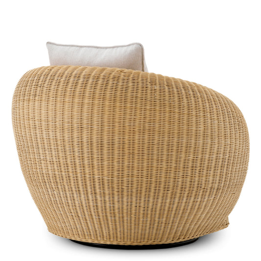 Eichholtz Rafael Swivel Chair, Natural Rattan, Sentier Cream (118487)
