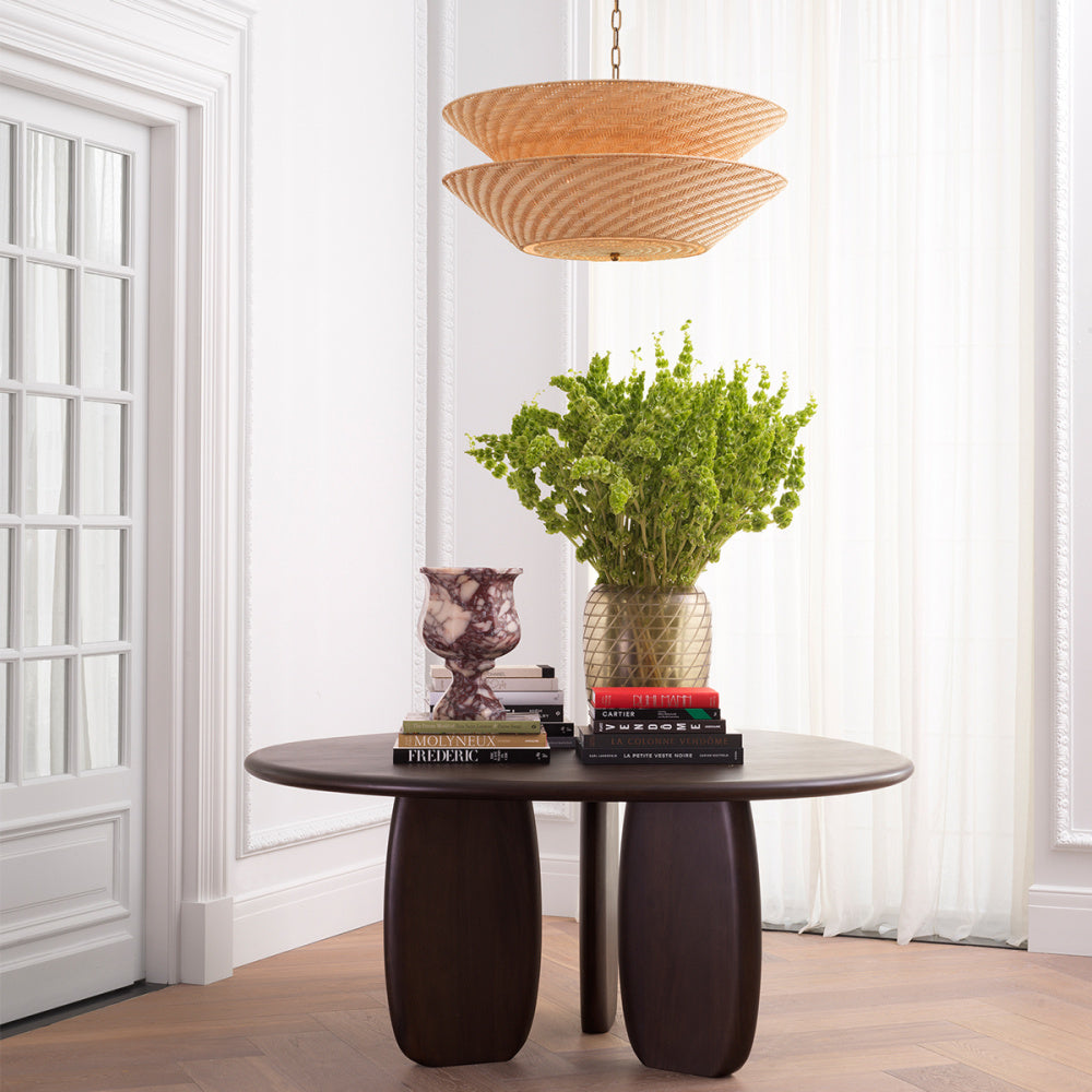 Eichholtz Tavira Chandelier, Natural Rattan, Vintage Brass (118657UL)