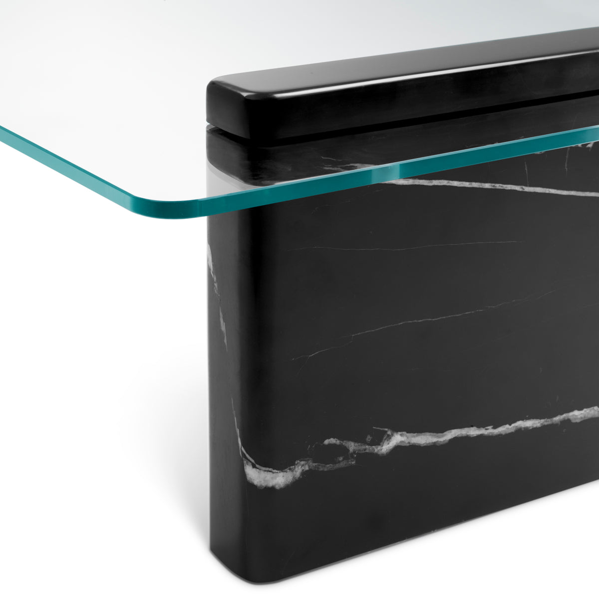 Eichholtz Stonecrest Coffee Table, Black Marble, Clear Glass (118894)