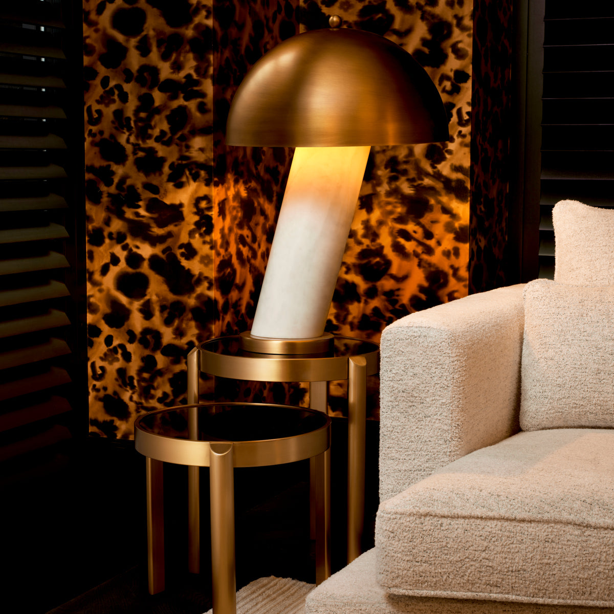 Eichholtz Daniel Table Lamp, White Marble, Antique Brass (118906UL)