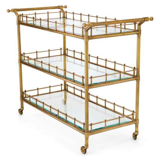 Eichholtz Scarlett Trolley, Large, Vintage Brass, Clear Glass (119047)