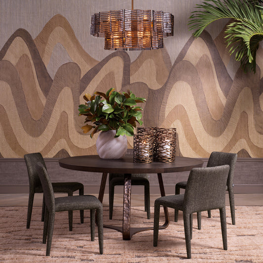 Eichholtz Cambronne Dining Table, Mocha Oak Veneer, Bronze (119135)