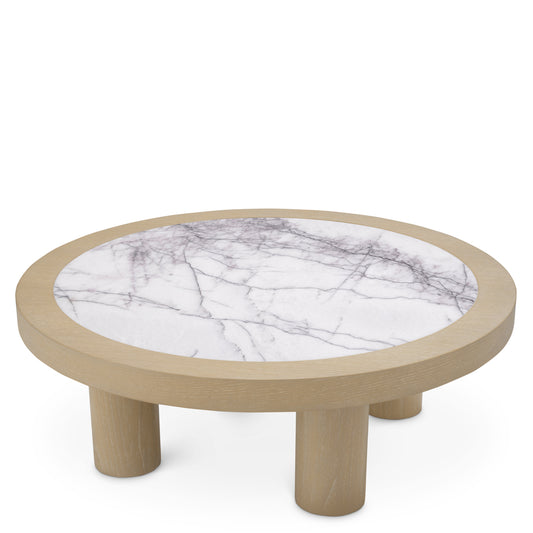 Eichholtz Presedio Coffee Table, Washed Oak Veneer, Bianco Lilac Marble (119140)