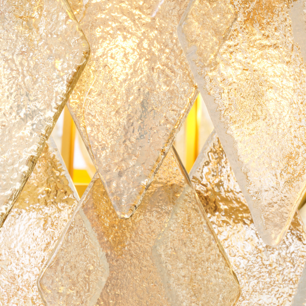 Eichholtz Rhombus Chandelier, Large, Antique Brass, Handmade Glass (119178UL)