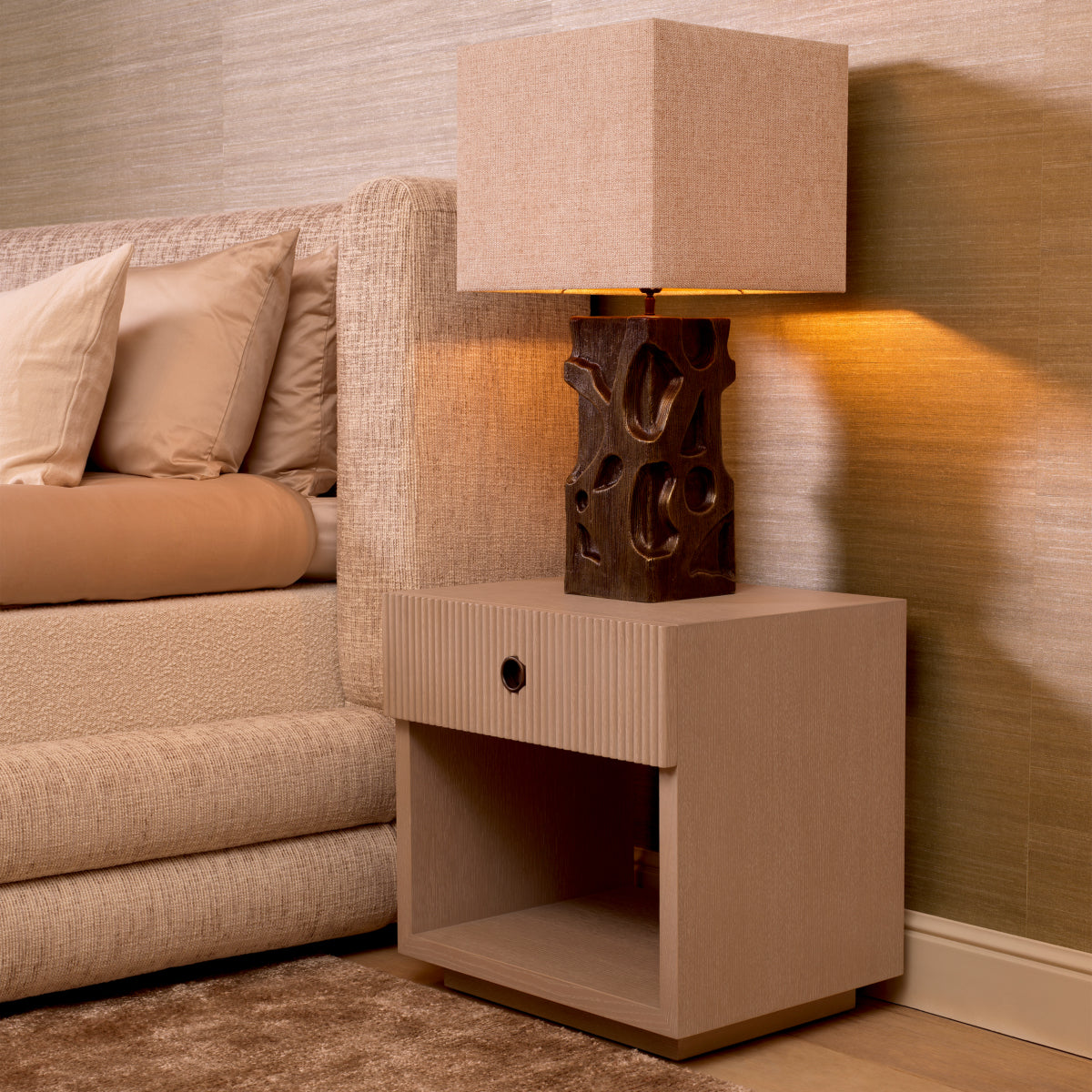 Eichholtz Dimitrios Nightstand, Washed Oak Veneer, Bronze (119214)