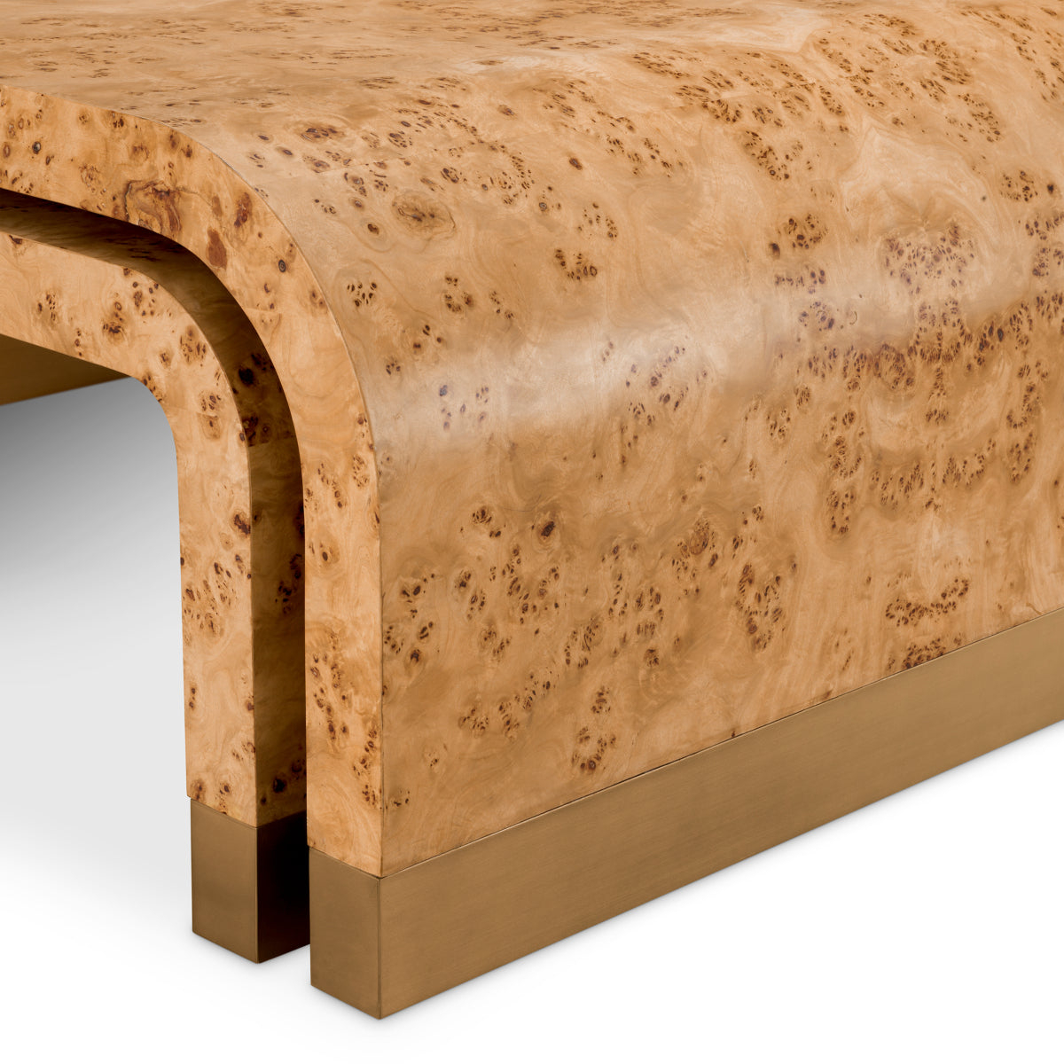 Eichholtz Quinton Coffee Table, Light Brown Mappa Burl Veneer, Antique Brass (119325)