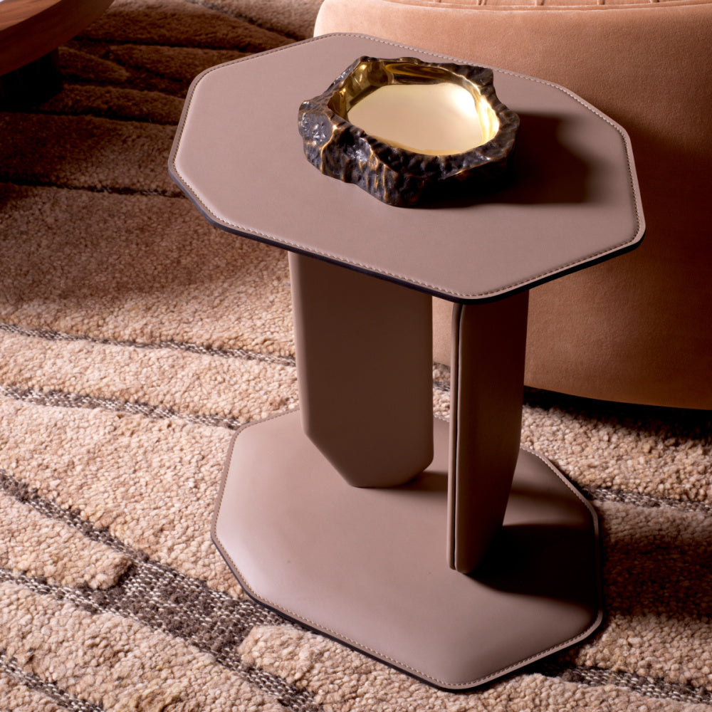 Eichholtz Maurizio Side Table, Faux Leather Brown (119338)