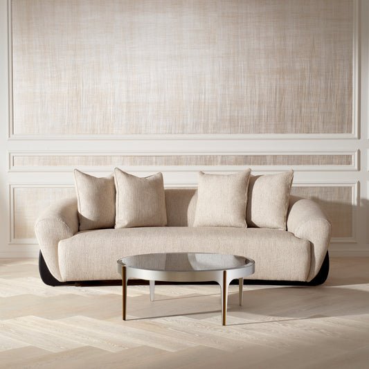 Eichholtz Artemisa Coffee Table, Small, Brushed Steel, Black Bevelled Glass (119423)
