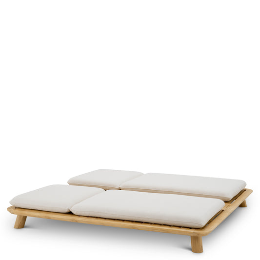 Eichholtz Weston Double Outdoor Daybed, Natural Teak, Viola Sand (119557)
