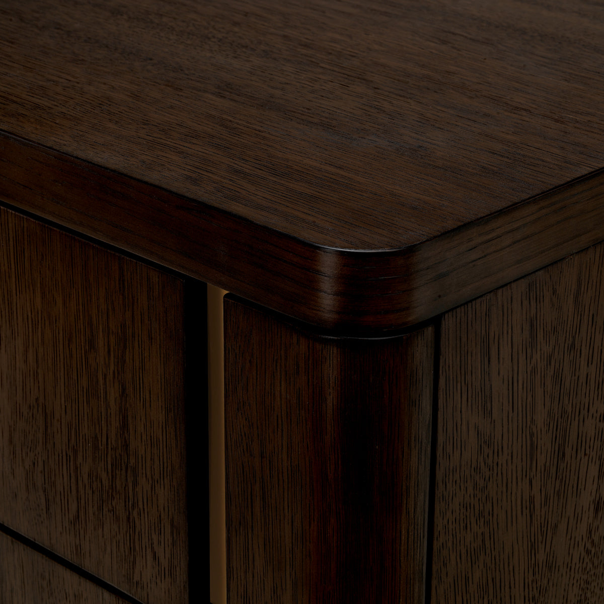 Eichholtz Modesto Nightstand, Small, Mocha Oak Veneer, Brushed Brass (119971)