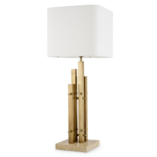 Eichholtz Destino Table Lamp, Vintage Brass, Travertine Base (119990UL)