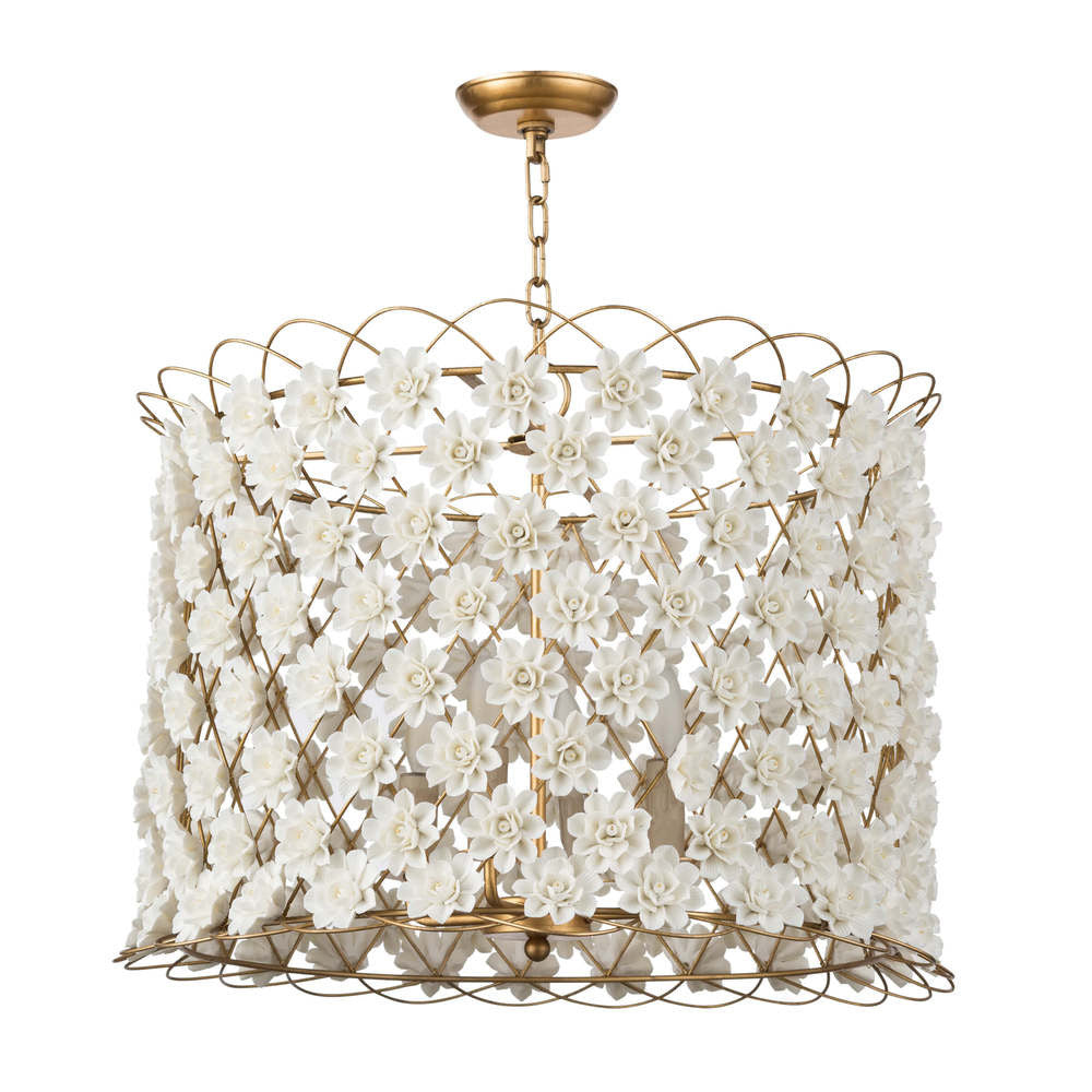 Regina Andrew Alice Porcelain Flower Chandelier Gold, Gold Leaf