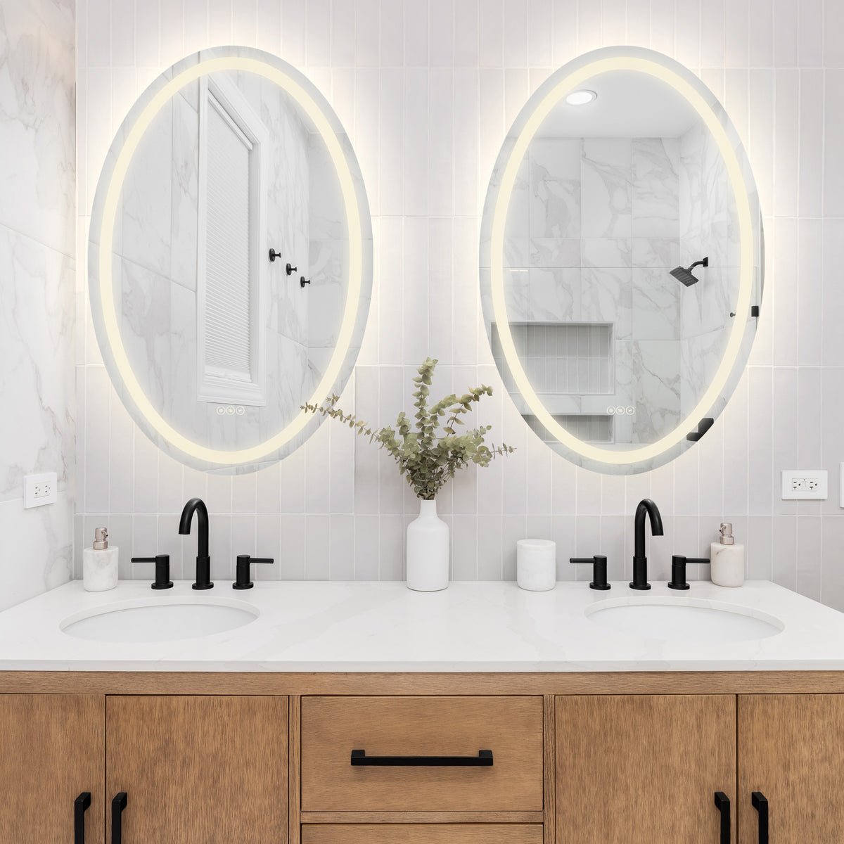 Beckett 24" x 36" LED Oval Frontlit and Backlit Mirror