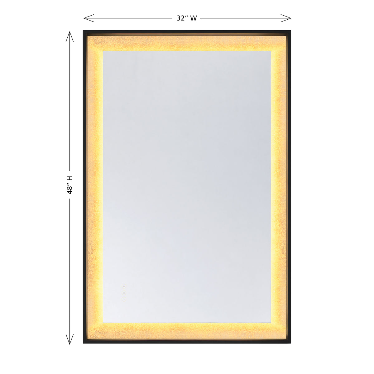 Corvalis 48" x 32" LED Rectangle Frontlit Mirror with Sand Black and Gold Leaf Frame
