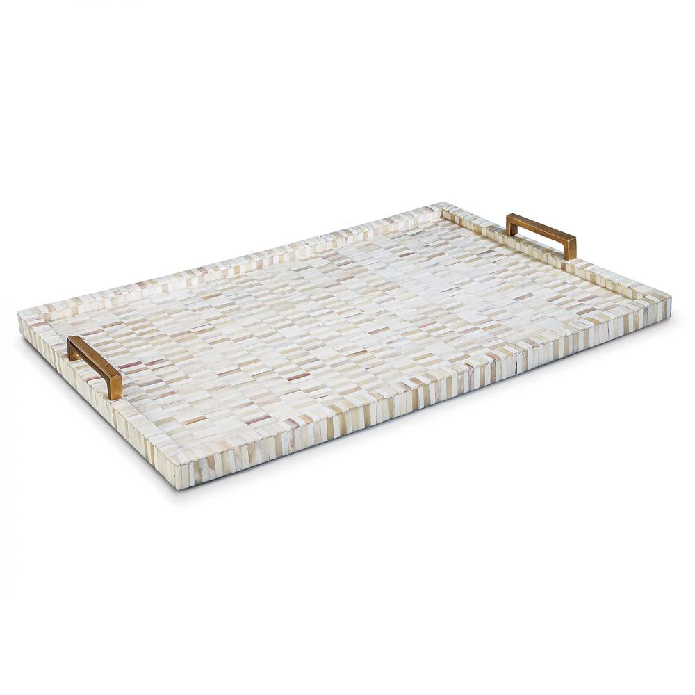 Regina Andrew Tray Multi-Tone Bone and Brass Tray Wood, Natural