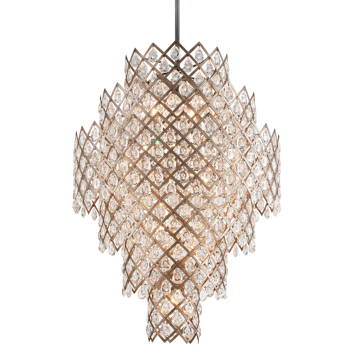 Corbett Tiara Chandelier Stria Gold Leaf with Stainless Steel