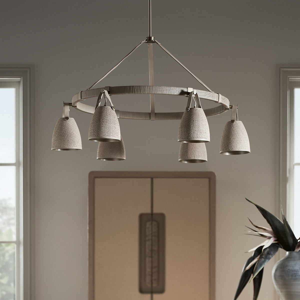 Palecek Carlton Chandelier - Brass / Natural - view 4
