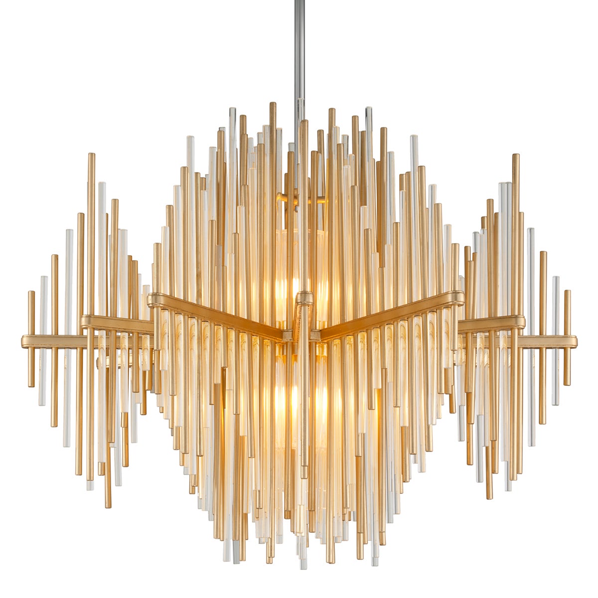 Corbett Theory Chandelier Gold Leaf with Stainless Steel