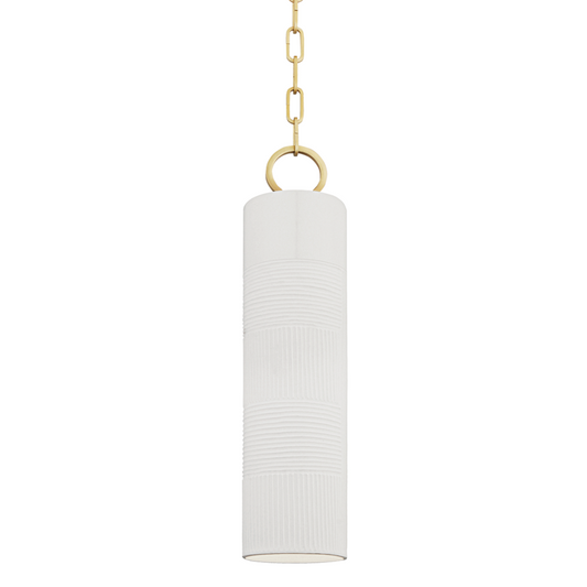 Hudson Valley Brookville Pendant Aged Brass, White