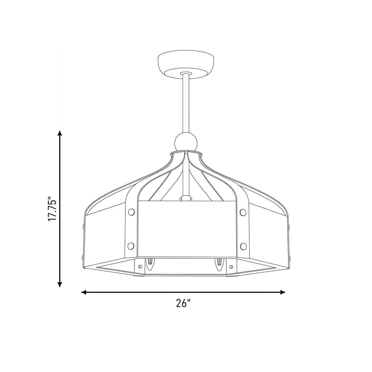 Sheffield 6-Light LED Fan D'Lier in White with Warm Brass Accents