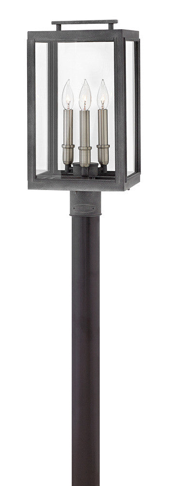 Hinkley Sutcliffe Outdoor Post Mount Lantern Aged Zinc