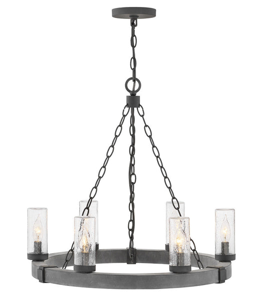 Hinkley Sawyer Outdoor Chandelier Aged Zinc