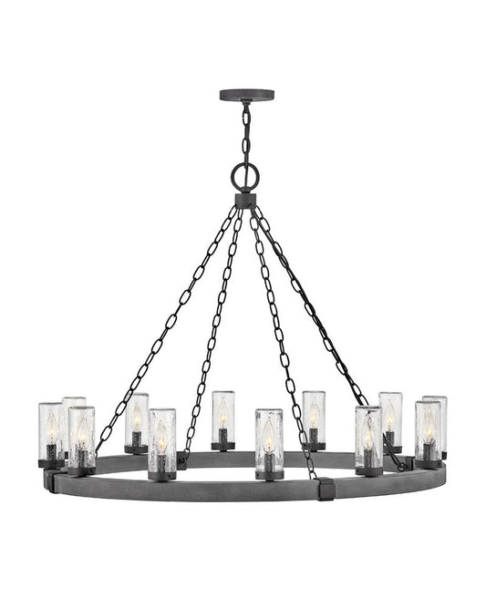 Hinkley Sawyer Outdoor Chandelier Aged Zinc