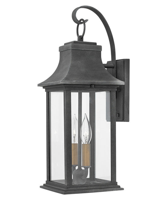 Hinkley Adair Outdoor Medium Wall Mount Lantern Aluminum, Gray, Aged Zinc
