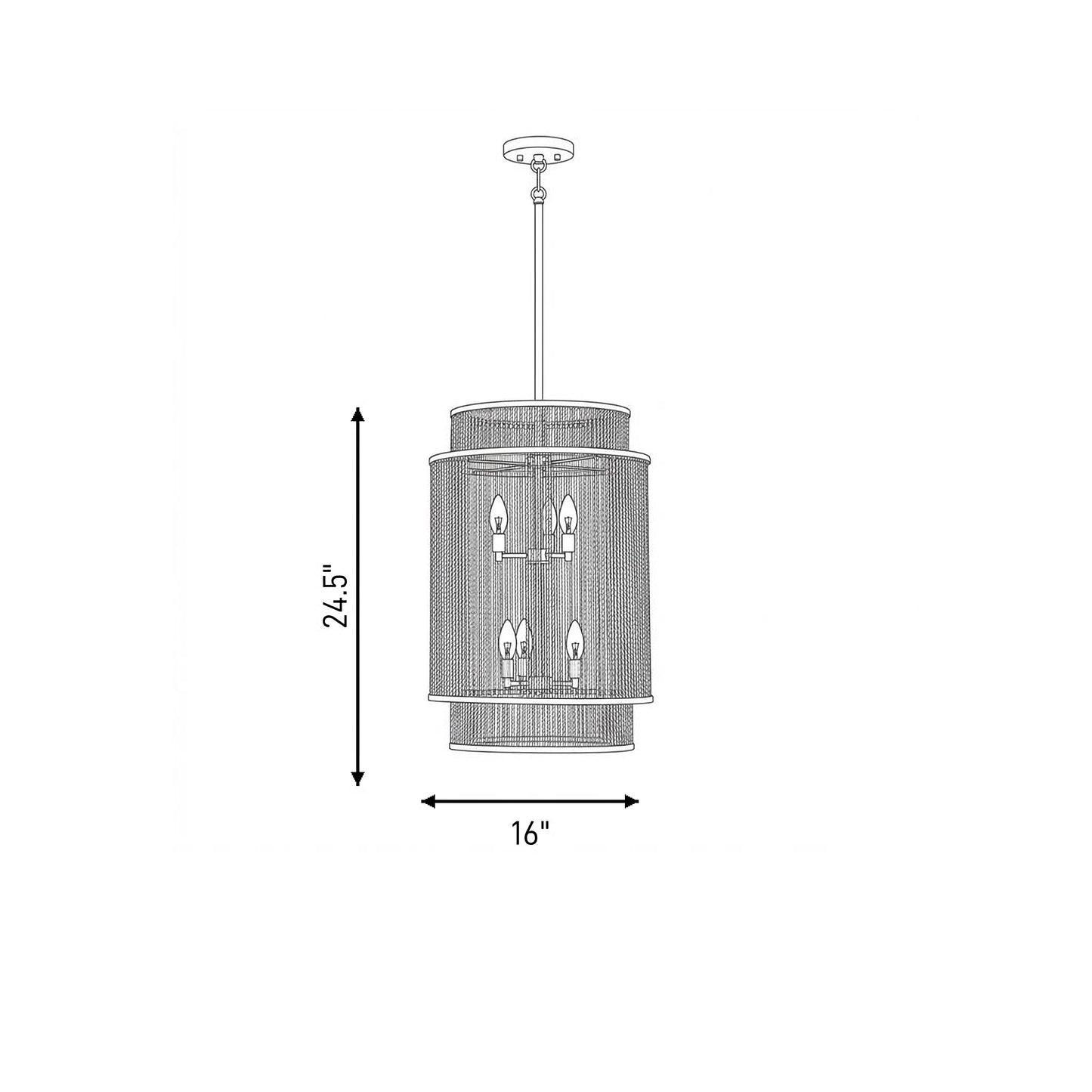 Ashburn 6-Light 25-in Pendant - Warm Brass and Rope