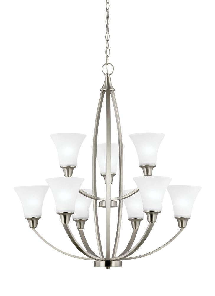 Generation Lighting Metcalf Nine Light Chandelier Brushed Nickel