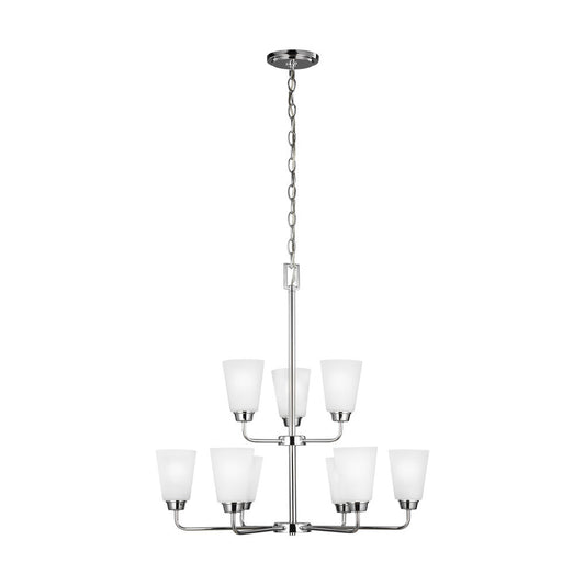Generation Lighting Kerrville Nine Light Chandelier Chrome