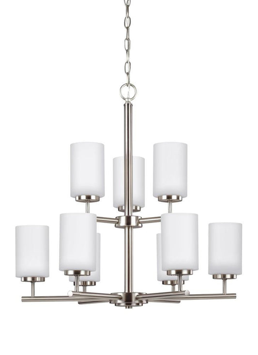 Generation Lighting Oslo Nine Light Chandelier Brushed Nickel