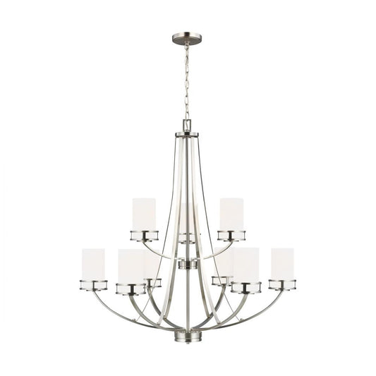 Generation Lighting Robie Nine Light Chandelier Brushed Nickel