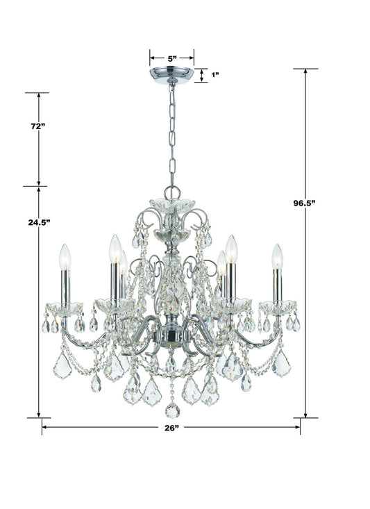 Crystorama Imperial 6 Light Chandelier Polished Chrome