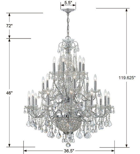 Imperial 26 Light Hand Cut Crystal Polished Chrome Chandelier