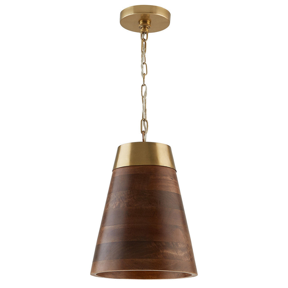Capital Dodd Pendant Medium Wood and Matte Brass