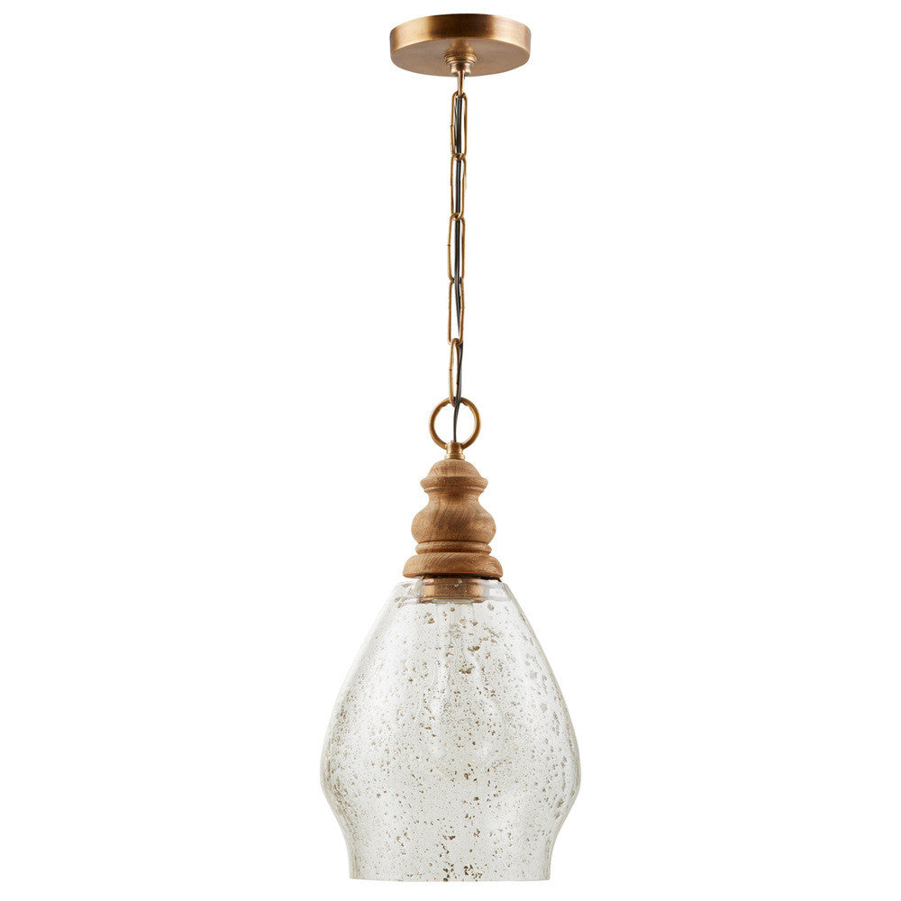 Capital Juniper Pendant Light Wood and Patinaed Brass