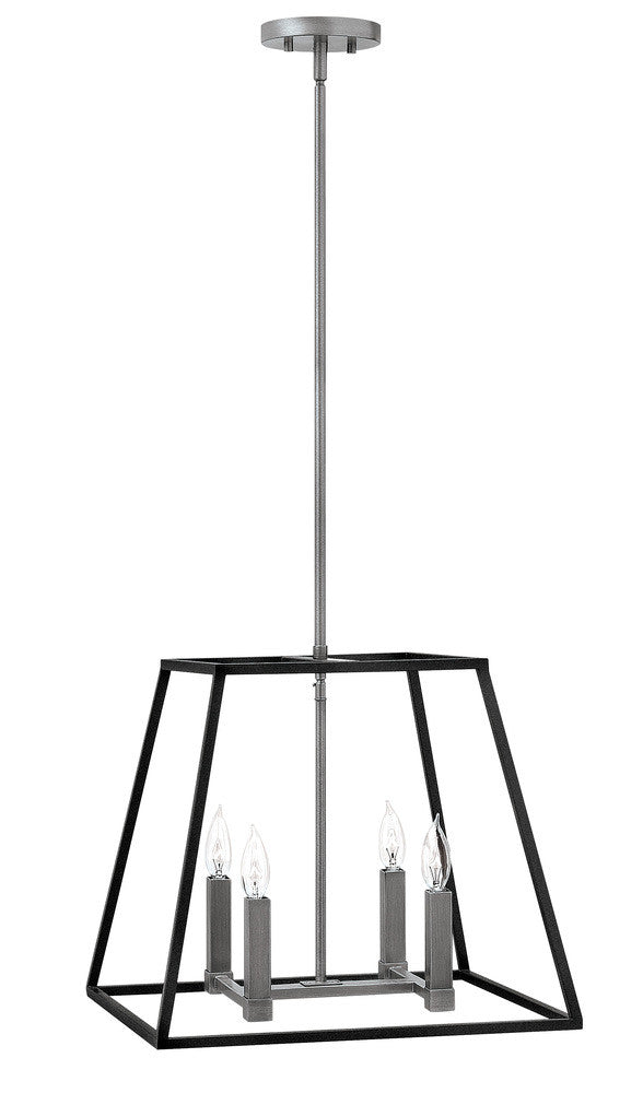 Hinkley Fulton Medium Open Frame Pendant Gray, Steel, Aged Zinc
